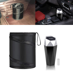 Leak-proof Car Trash Can w/Lid Pop up Waste Litter Storage Holder Bin Combo Kit