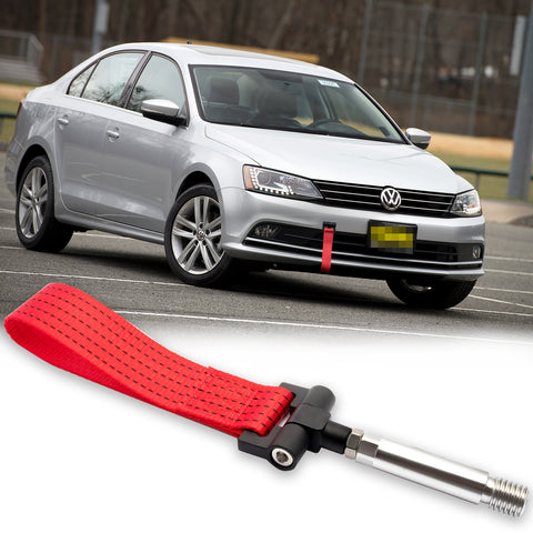 Blue / Black / Red JDM Style Tow Hole Adapter with Towing Strap for Volkswagen Jetta MK6 2011-2018