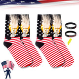 2 Pair Trump American Flag Presidential Election Patriot Print Cotton Crew Socks