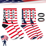 2 Pair Trump American Flag Presidential Election Patriot Print Cotton Crew Socks