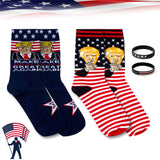 2 Pair Trump American Flag Presidential Election Patriot Print Cotton Crew Socks