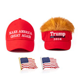 2x MAGA Save America Again President Trump Hat Cap Embroidered w/Lapel Pins