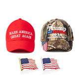 2x MAGA Save America Again President Trump Hat Cap Embroidered w/Lapel Pins