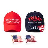 2x MAGA Save America Again President Trump Hat Cap Embroidered w/Lapel Pins