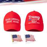 2x MAGA Save America Again President Trump Hat Cap Embroidered w/Lapel Pins