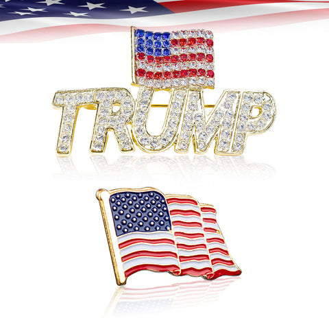 2x Trump 2024 American Flag Make America Great Again Label Brooch Pin Unisex