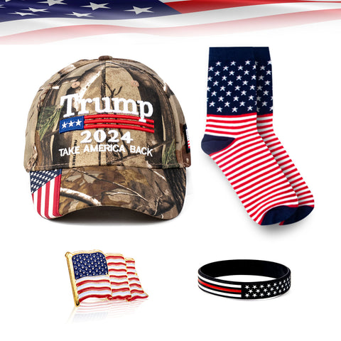 Trump 2024 Set MAGA Hat Cap Take America Back Crew Socks Patriots Novelty Gifts