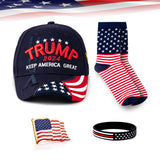 Trump 2024 Set MAGA Hat Cap Take America Back Crew Socks Patriots Novelty Gifts