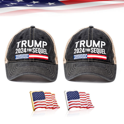 2x One Size Trump MAGA Take America Back Republican 2024 Cap Patriotic Gift