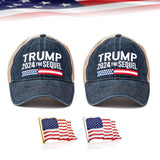 2x One Size Trump MAGA Take America Back Republican 2024 Cap Patriotic Gift