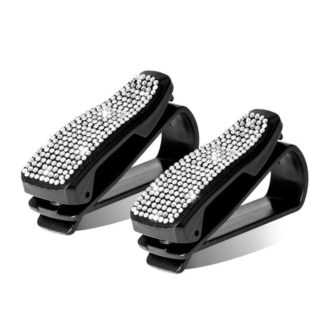 2PCS Universal Car Sun Visor Glasses Clip Rhinestone Sunglasses Cards Holder