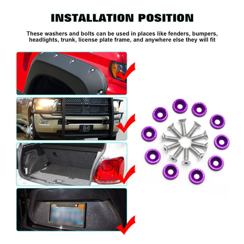 JDM Front Hood Vent Space Riser Spacer Modification + Fender Bumper Washer Engine Bolt Bay Dress Up Kit