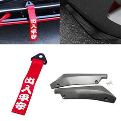 Splitters Canard Diffuser Winglet+Chinese Slogan Towing Strap Wind Universal Fit