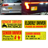x xotic tech Elderly Driver Car Magnet Reflective Senior Driver Magnet Signs for Car Old People Gag Gifts Yellow Sign Magnetic Bumper Sticker for Grandma Grandpa