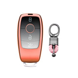 Xotic Tech Pink TPU Key Fob Shell Full Cover Case w/ Pink Keychain, Compatible with Mercedes-Benz A-Class C-Class C300 C63 CLA CLS E-Class E300 / E400 / E63 G-Class GL / GLK GLA  Smart Keyless Entry Key