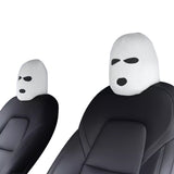 Xotic Tech Car Funny Decoration Spoof Balaclava Face Headrest Cover, Scary Bank Robber Costume Front Seat Head Rest Protector, Halloween Bandit Mask Auto Accessories Universal for Most Car-White