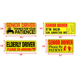 x xotic tech Elderly Driver Car Magnet Reflective Senior Driver Magnet Signs for Car Old People Gag Gifts Yellow Sign Magnetic Bumper Sticker for Grandma Grandpa
