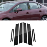For Honda Civic 2012-15 Carbon Fiber Look Pillar Posts Door Trim Piano Cover Kit