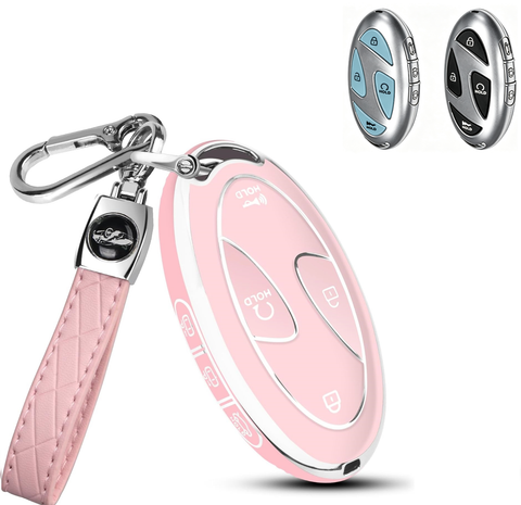 5/7 Button TPU Key Fob Cover Case w/Keychain For Hyundai Santa Fe Tucson Sonata