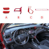 Set Red Console AC Air Vent Passenger Dash Strip Trim For Toyota Camry 2018-2020