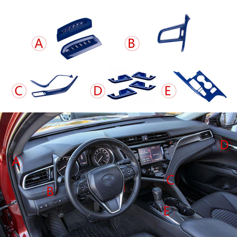 Blue Console Stripe AC Air Vent Handle Bowl Gear Panel Cover For Camry 2018-up