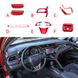 Gloss Red Console Dash Center AC Vent Steering Glove Box Trim For Camry 2018-20