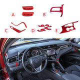 Red Gear Shift Air Vent Door Handle Bowl Console Stripe Trim For Camry 2018-2024