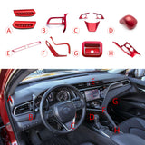 Red Console Dash AC Air Vent Steering Wheel Gear Shift Trim For Camry 2018-2020