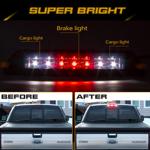 Smoke Lens FULL LED Red/White High Mount Cargo Lamp Third Brake Ford F150 09-14