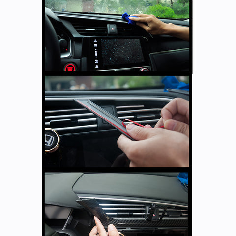 Carbon Fiber Pattern Dashboard Air Vent Decor Cover Trim Decal Sticker for Honda Civic 10th 2016-2020