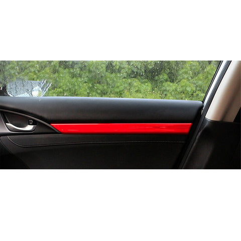 Sport Racing Style Red Door Strip Cover Decal For Honda Civic 10th Gen 2016-2021