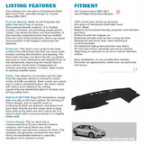 Center Console Dashboard Mat Pre-cut Non-Slip Sunshield Sun Glare Protector Dash Carpet Pad Black Cover Compatible with Toyota Camry 2007-2011