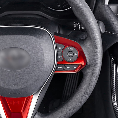 Xotic Tech Inner Steering Wheel Button w/ Bottom Piece Cover Trim Set, Sporty Red, Compatible with Toyota RAV4 2019-2024