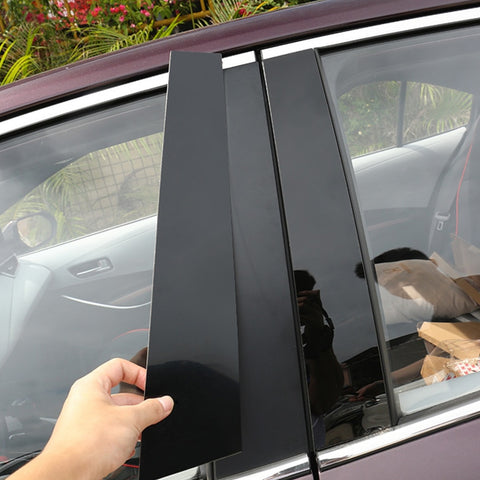 8pcs Black Exterior Window Pillar Posts Molding Pre-Cut Cover Side Door Trims For Honda Civic Sedan 2012 2013 2014 2015