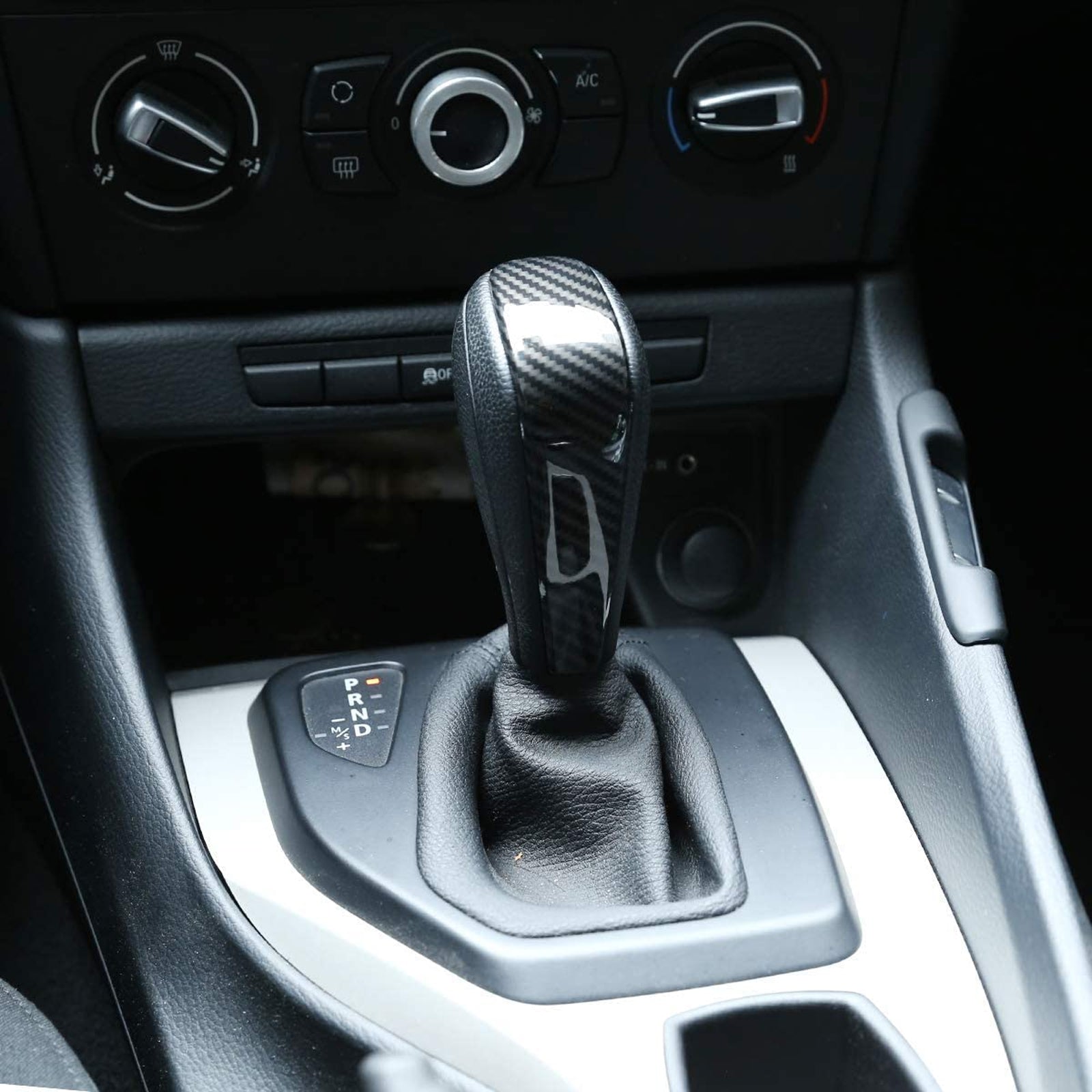 Kaufe Carbon Fiber Gear Shift Knob Head Cover Trim For BMW 3