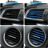 10pcs Car Accessories Interior Soft PVC AC Air Conditioner Outlet Overlay Strip Decoration Cover Trim Kit Universal Fit, Blue