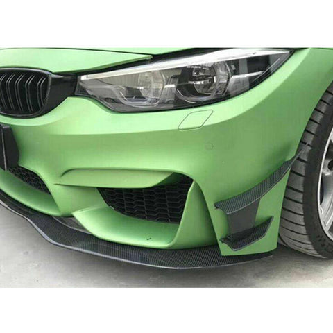 Exterior Front Bumper Lip Fin Splitter Spoiler Canard Winglet Diffuser Trim For BMW 3 Series F80 F82, Carbon Fiber Style