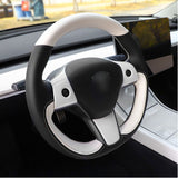 White Interior Steering Wheel Cover Trim Kit For Tesla Model 3 2017-2023 & Model Y 2020-up