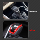 Carbon Fiber Black & Red Auto Gear Shift Knob Trim For Toyota Highlander 2020-UP