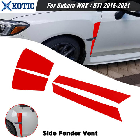 Red Upper & Lower Front Fender Side Vent Stickers For Subaru WRX STI 2015-2021