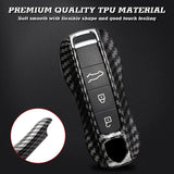 Carbon Fiber Style Keyless Entry Key Holder Case For Porsche Panamera Cayenne Carrera Taycan