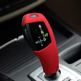 Red ABS Suede Leather Gear Shift Lever Knob Cover Trim For BMW X5 X6 E60 E70 E71