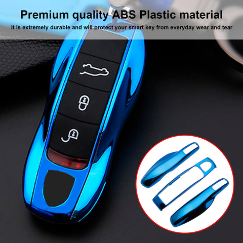 Gloss Blue Hard Keyless Entry Key Fob Skin 3 Buttons For Cayenne Panamera Boxster Cayman