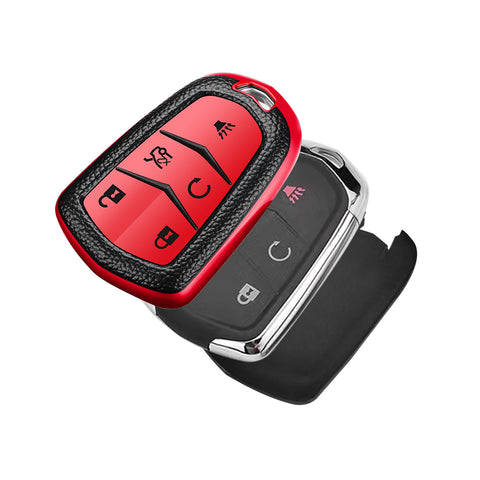 Red Soft Anti-dust Remote Smart Key Fob Shell Case For Cadillac CT6 2016-2019