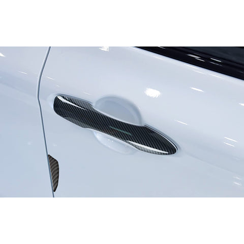 Carbon Fiber Style Door Handle+Door Edge Protect Trim For Toyota Camry 2018-2024