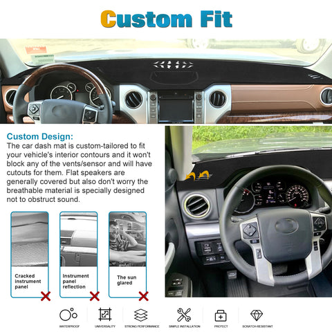 Dashboard Dash Mat Non-Slip Sun Cover Pad Carpet For Toyota Tundra 2014-2021