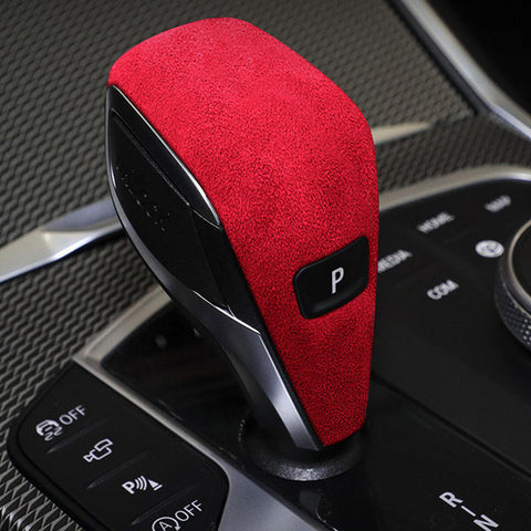 Red Suede Leather Gear Shift Knob Cap Trim For BMW 3-Series G20 G21 G28 2019-up