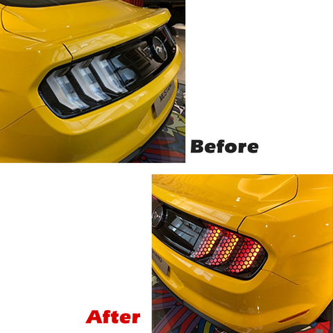 2pcs PVC Exterior Tail Brake Light Lamp Cover Honeycomb Sticker Universal for Cars 18.8'' x 11.8'' (Gloss Black)