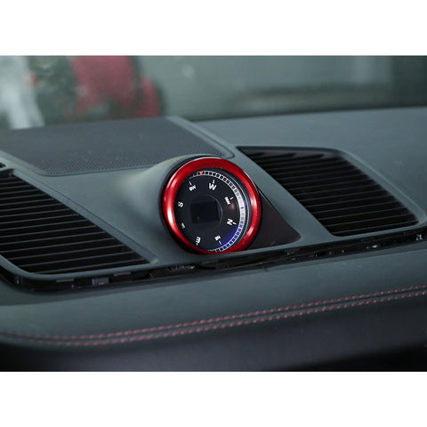 Red Aluminum Alloy Sport Style Interior Dashboard Clock Ring Trim For Porsche Macan