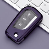 TPU Purple Black Flip Key Fob Cover For Toyota Auris Corolla Yaris 2/3/4 Button